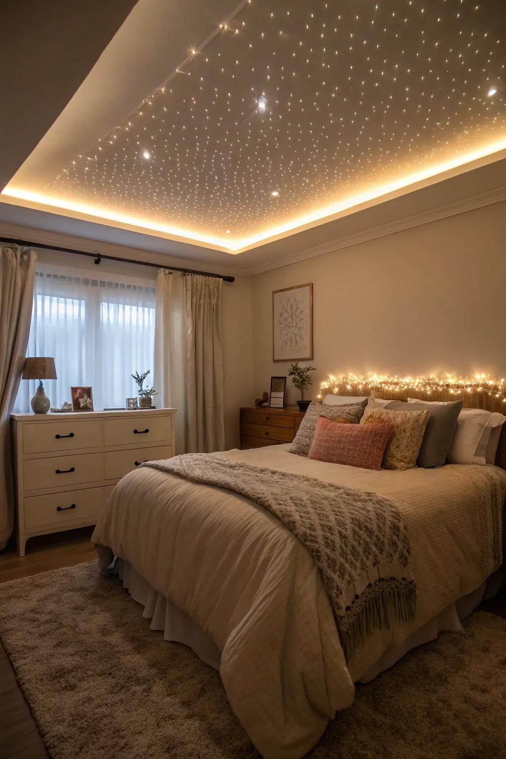 Combined lighting grants an alluring ambient radiance.