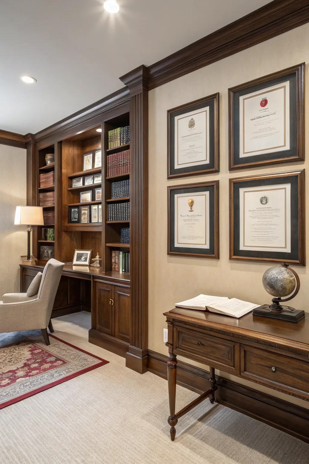 Layered matting adds a layer of refinement and focuses attention on your achievement.