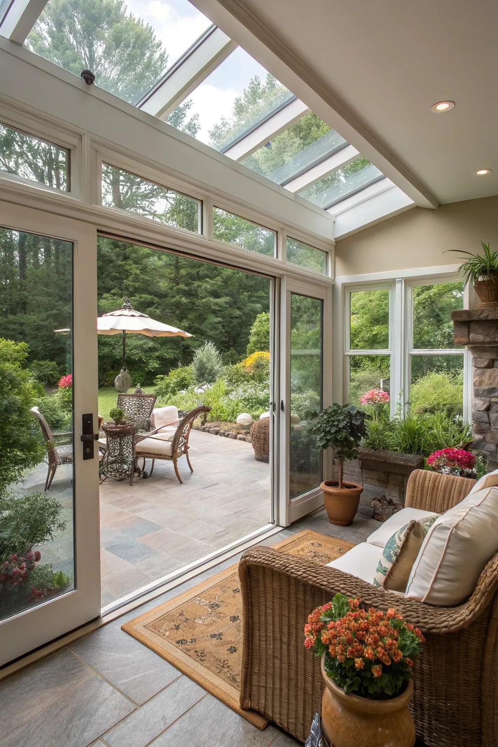 A fluid indoor-outdoor passage elevates the overall living atmosphere.