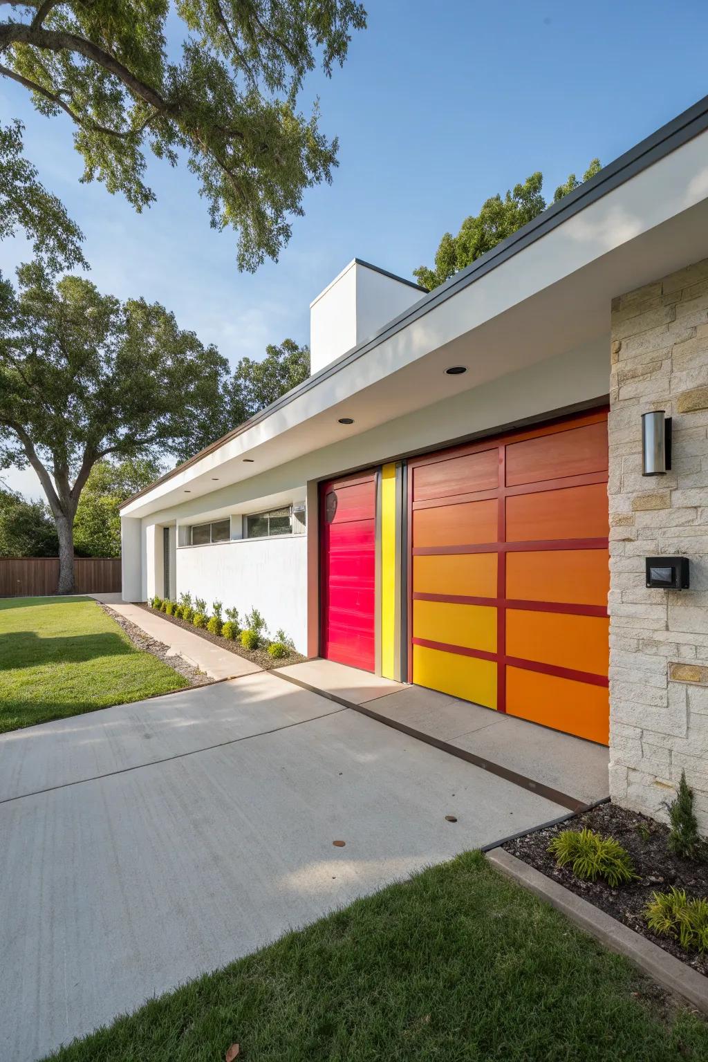 Strong colors can transform your garage door into a focal point.
