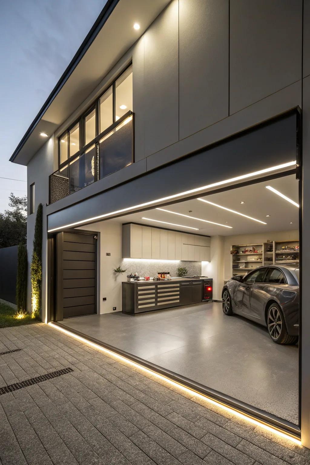 Brighten your garage with creative lighting options.