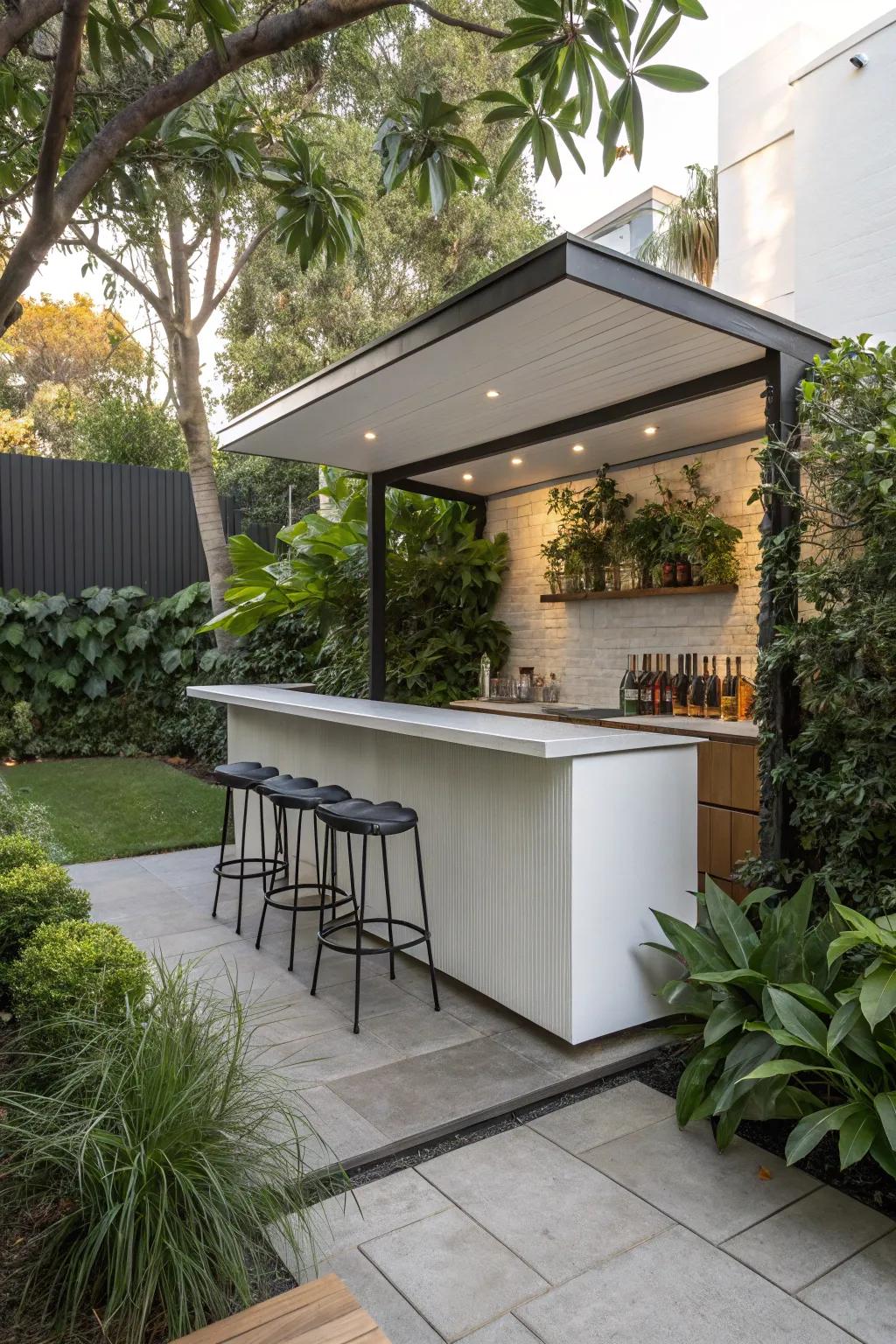 A simple bar layout perfect for limited outdoor areas.