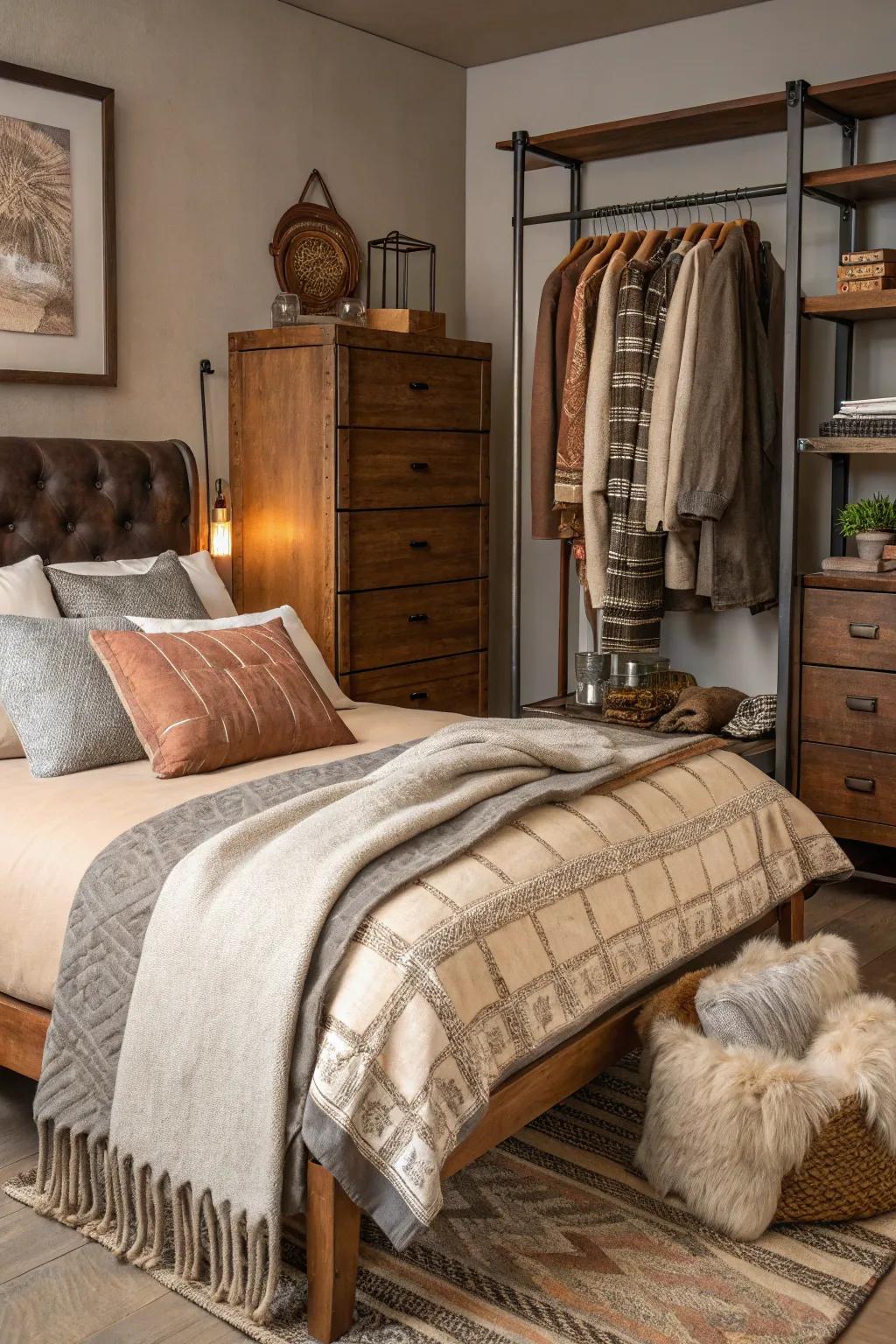 Varied textures create a cozy and welcoming environment.
