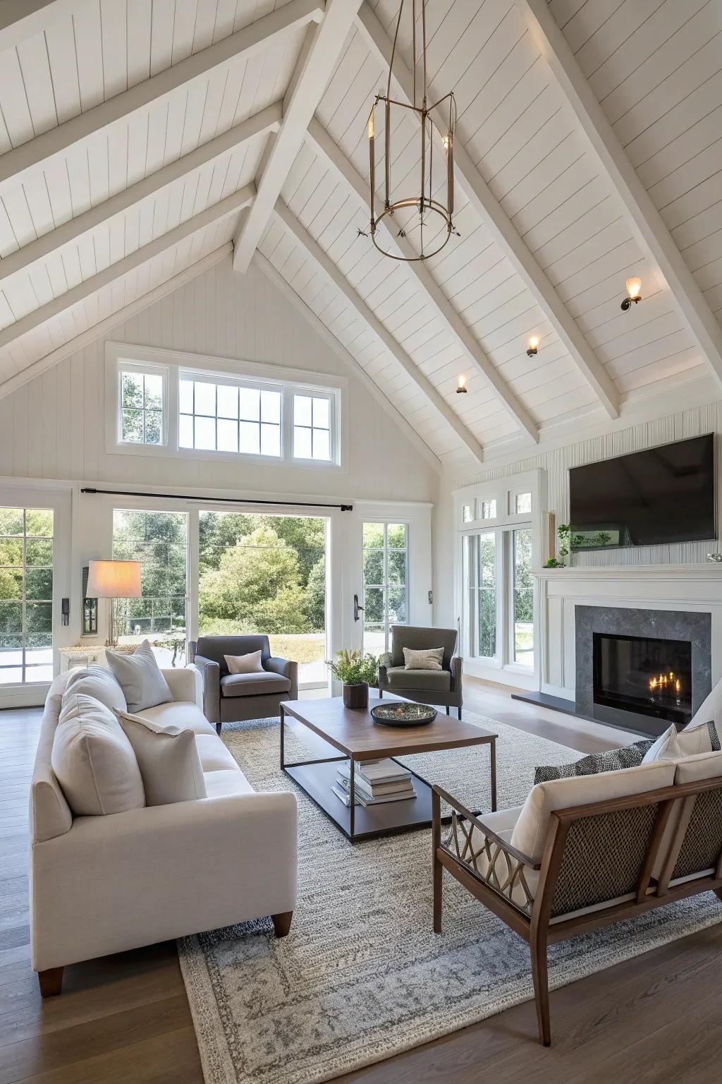 An open arrangement heightens the spacious sensation of this stylish living space.