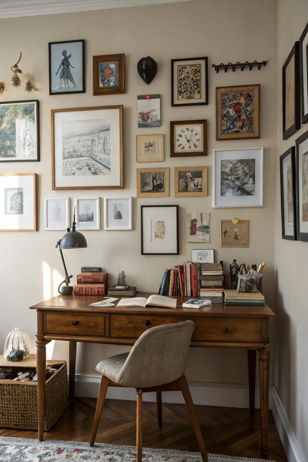 Individual touches transform a workspace into a distinctive refuge.
