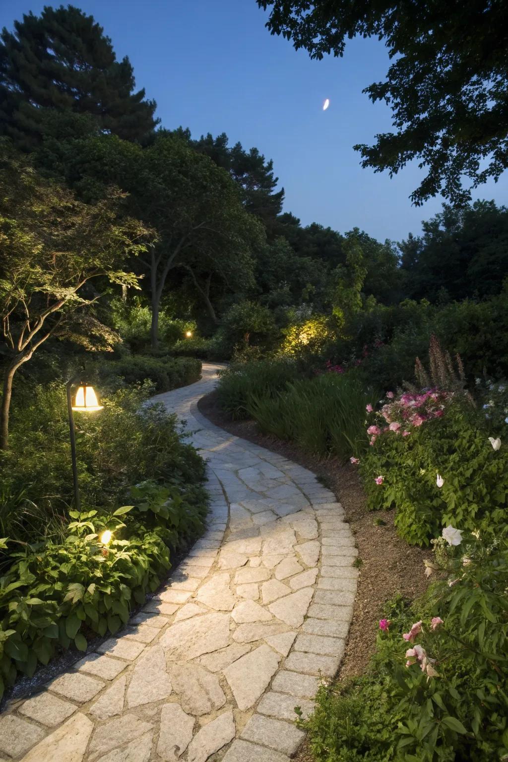 Pale stone pathways lure you into night explorations.