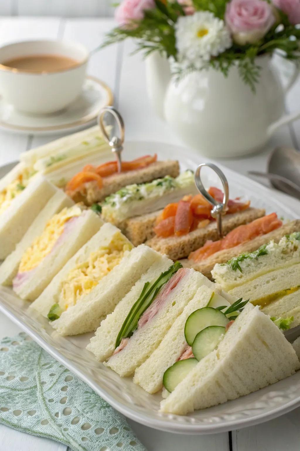 Delicate sandwiches add a timeless element to your tea selection.