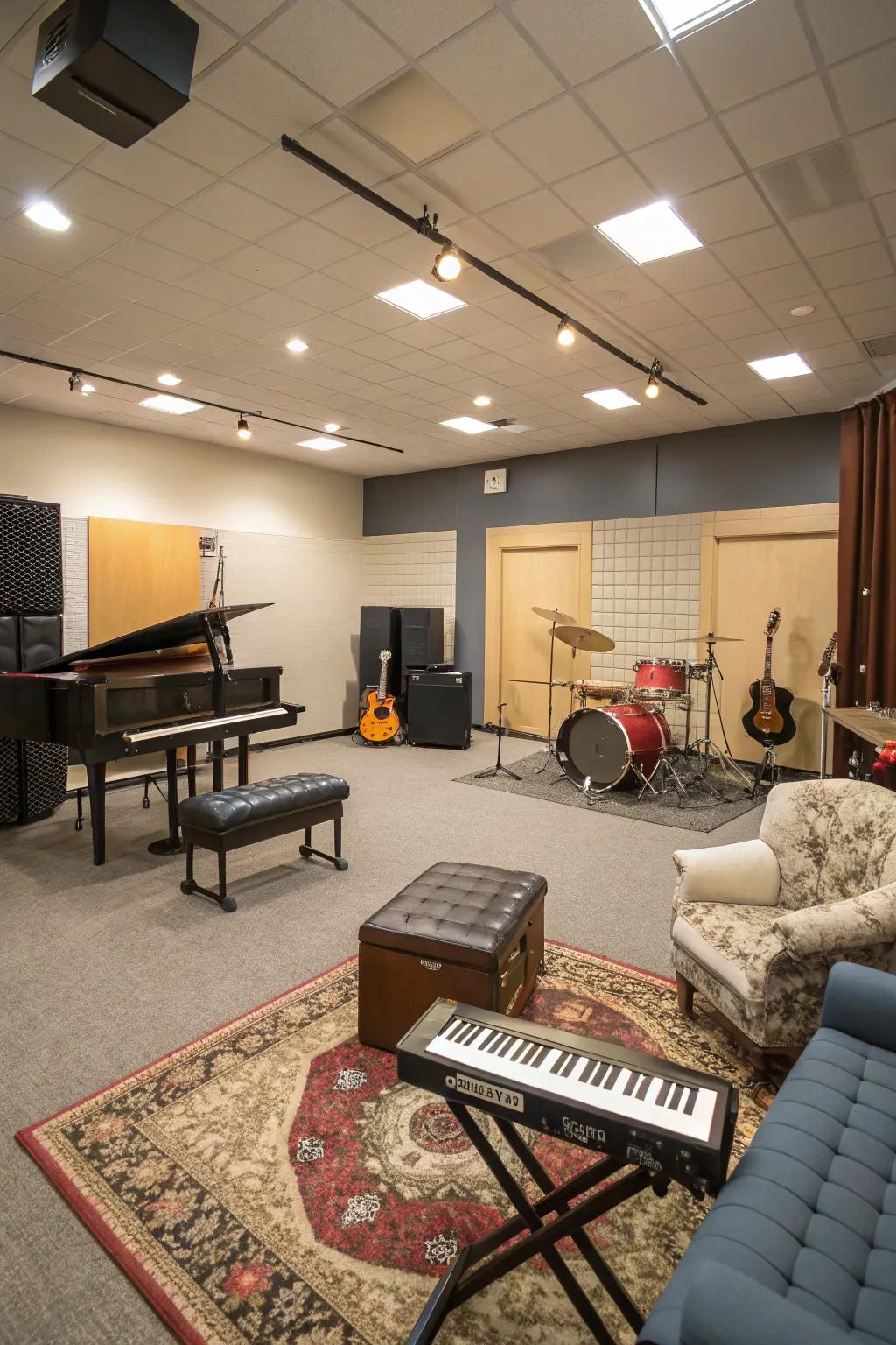 Combine musical activities with relaxation for a truly versatile space.