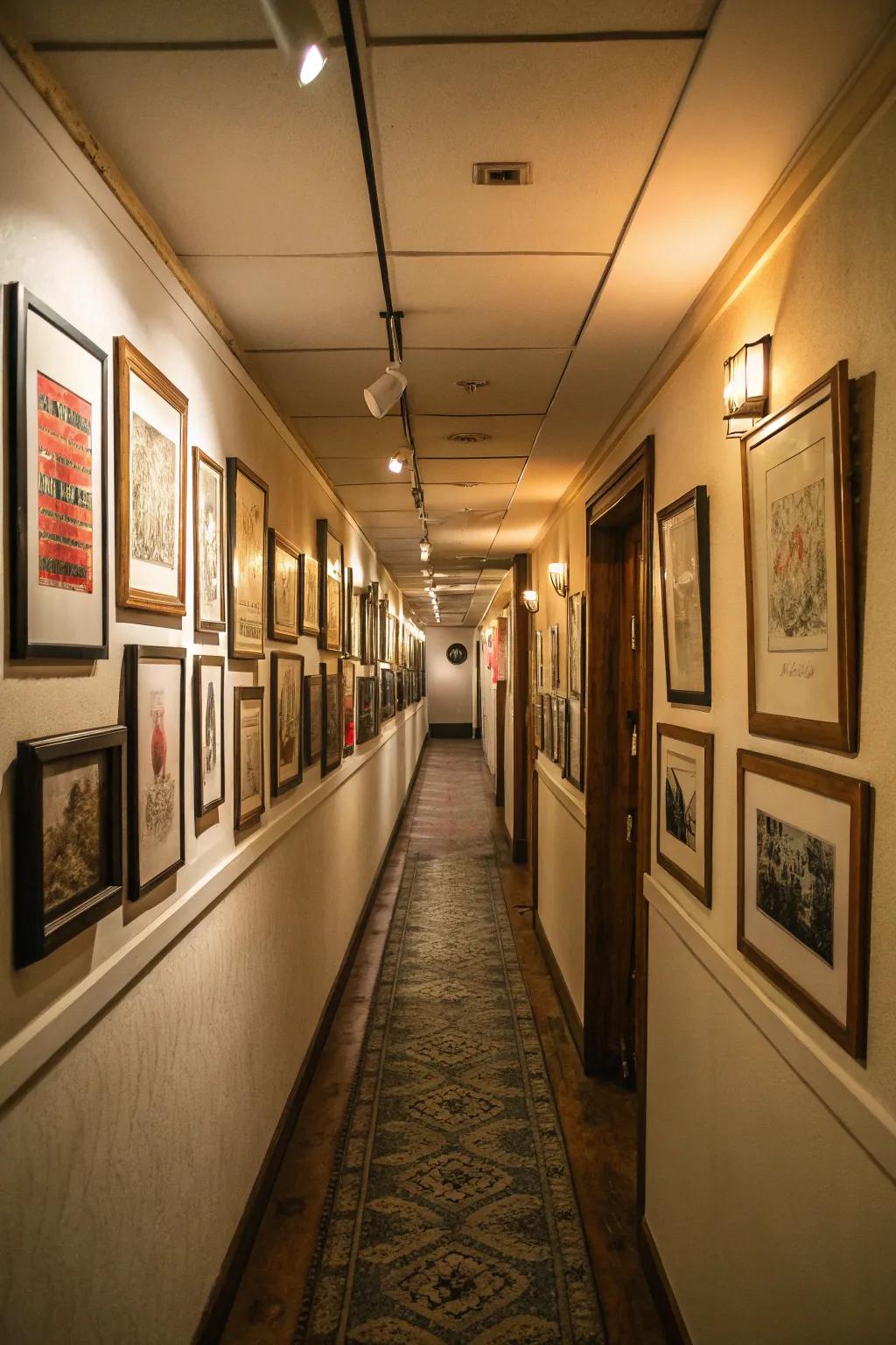Redesign your hallway as an art gallery through carefully curated pieces.