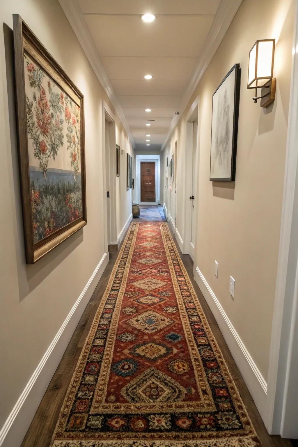 Runners spanning the length of a hallway bring both warmth and definition.