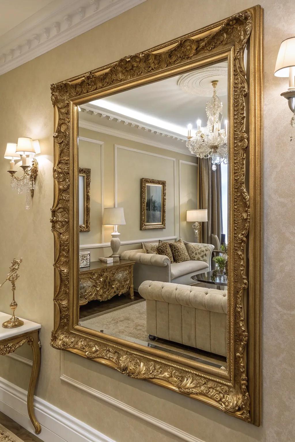 Mirrors are both functional and decorative.