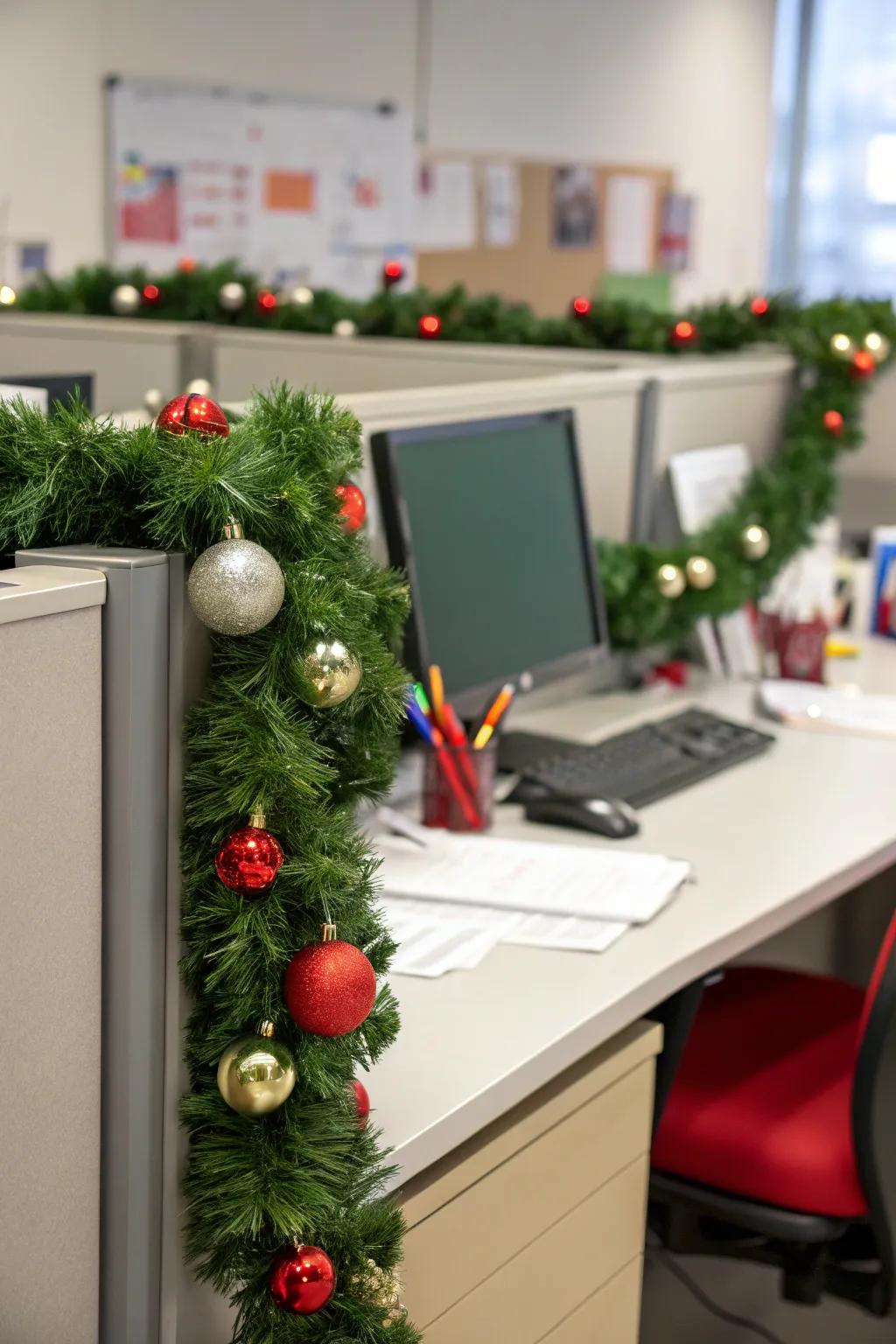 A luxurious roping contributes a natural festive flair to your office environment.