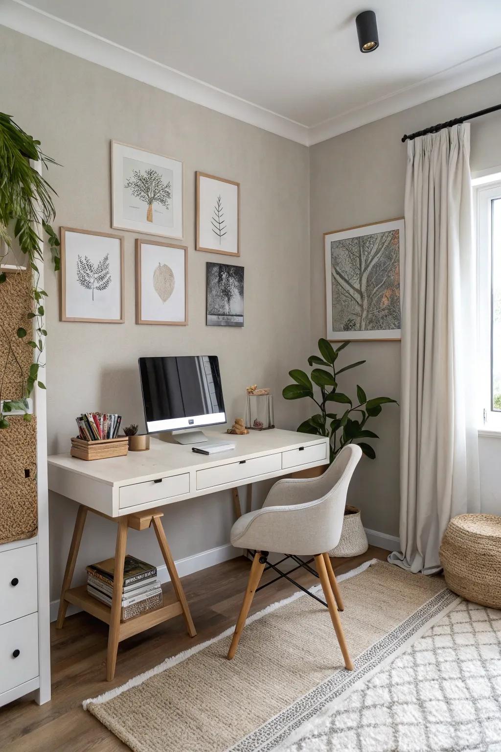 Neutral colors give an ageless and adaptable office setting.