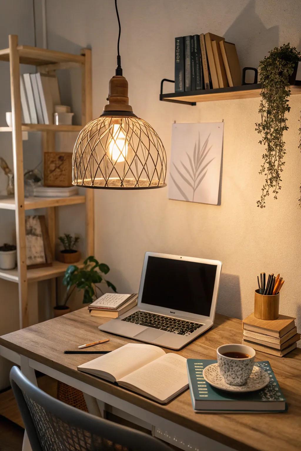 Create harmony in your home office with stylish pendant lighting.