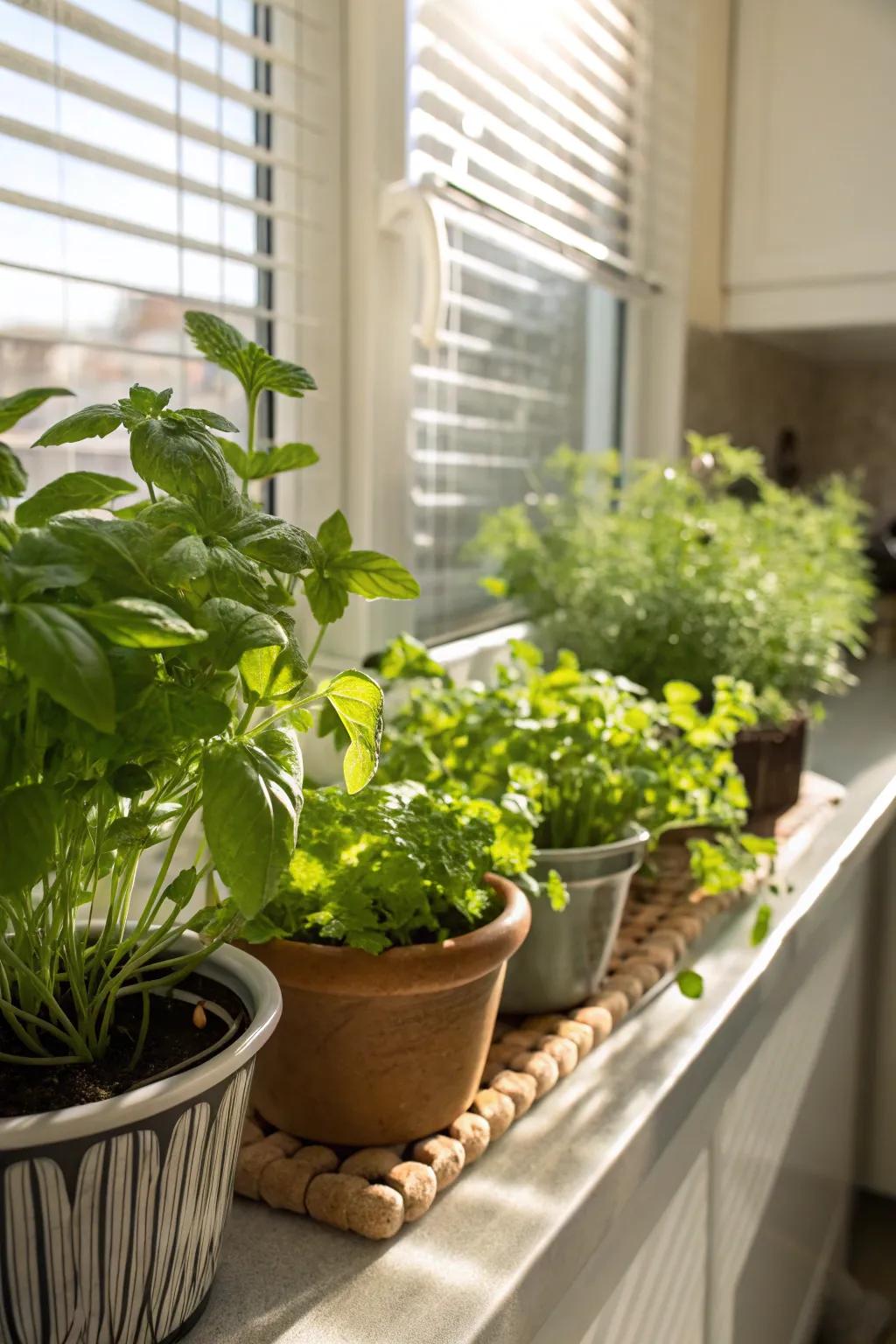 A flourishing herb garden introducing new flavors to family dishes.