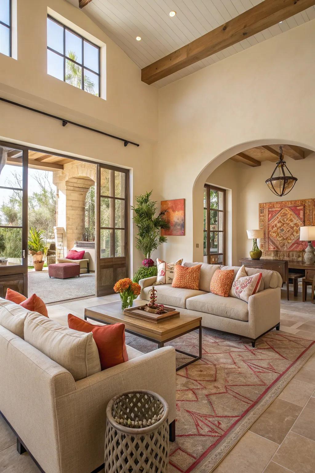 Pops of color bring vibrancy to neutral spaces