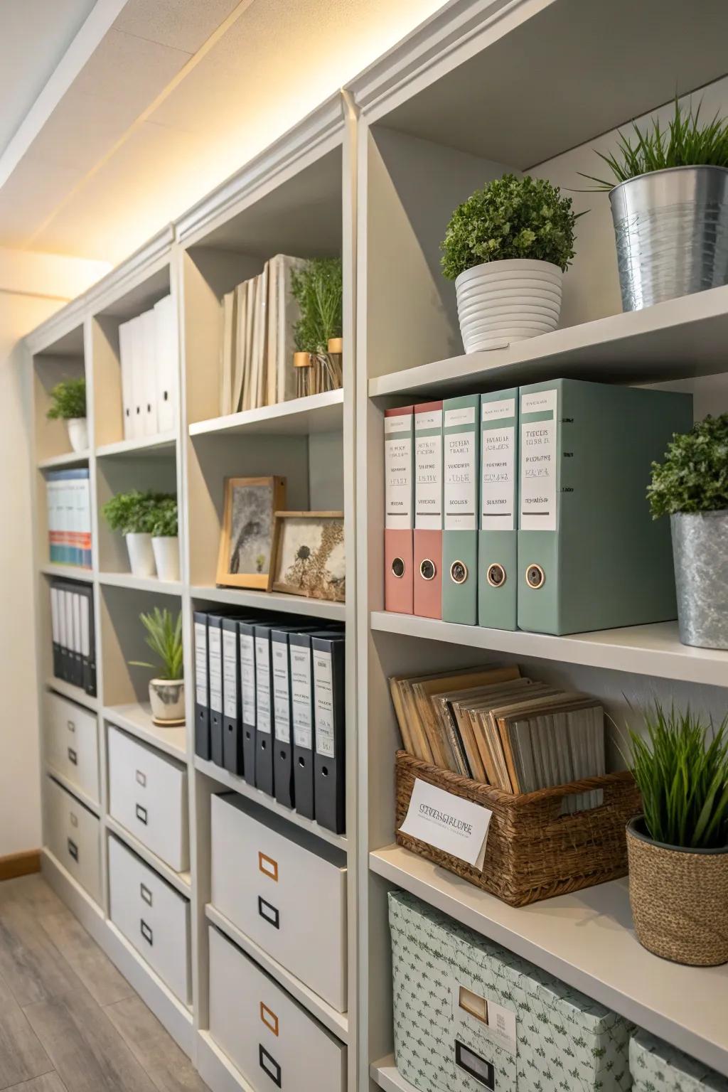 Labeled office shelves improve productivity