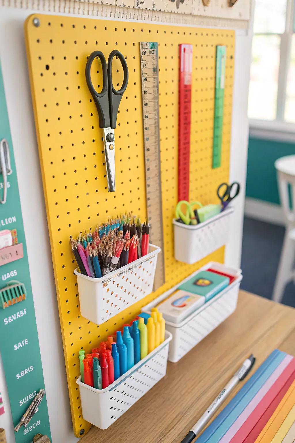 Pegboards present an elegant and functional storage option.