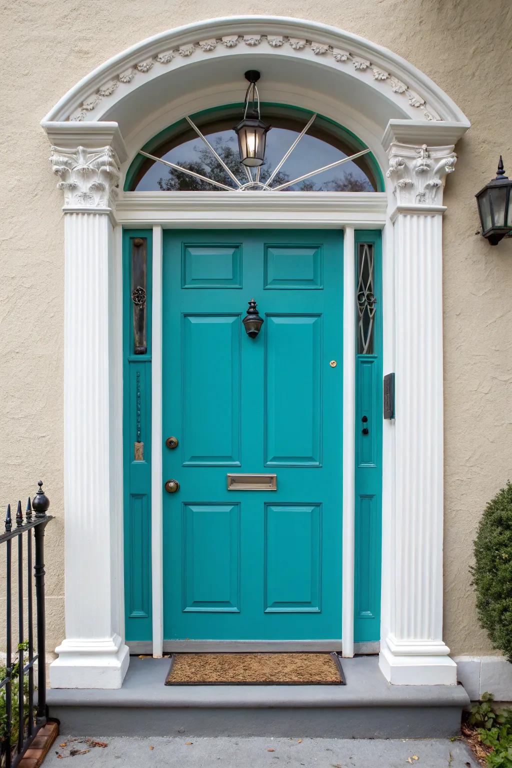 A vividly colored door can act as a striking centerpiece for your entryway.