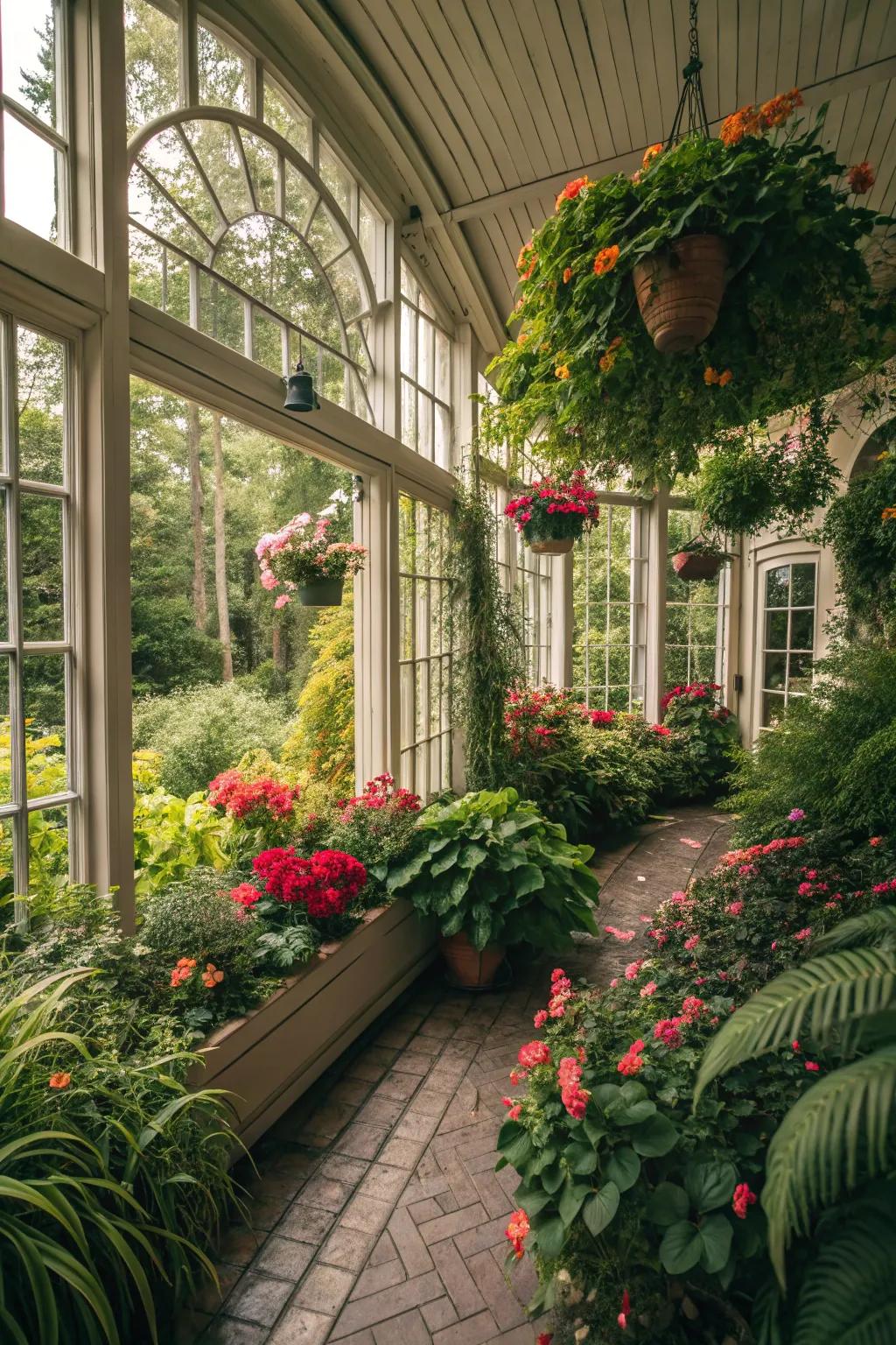 Organic elements shaping a vibrant and lush garden room.