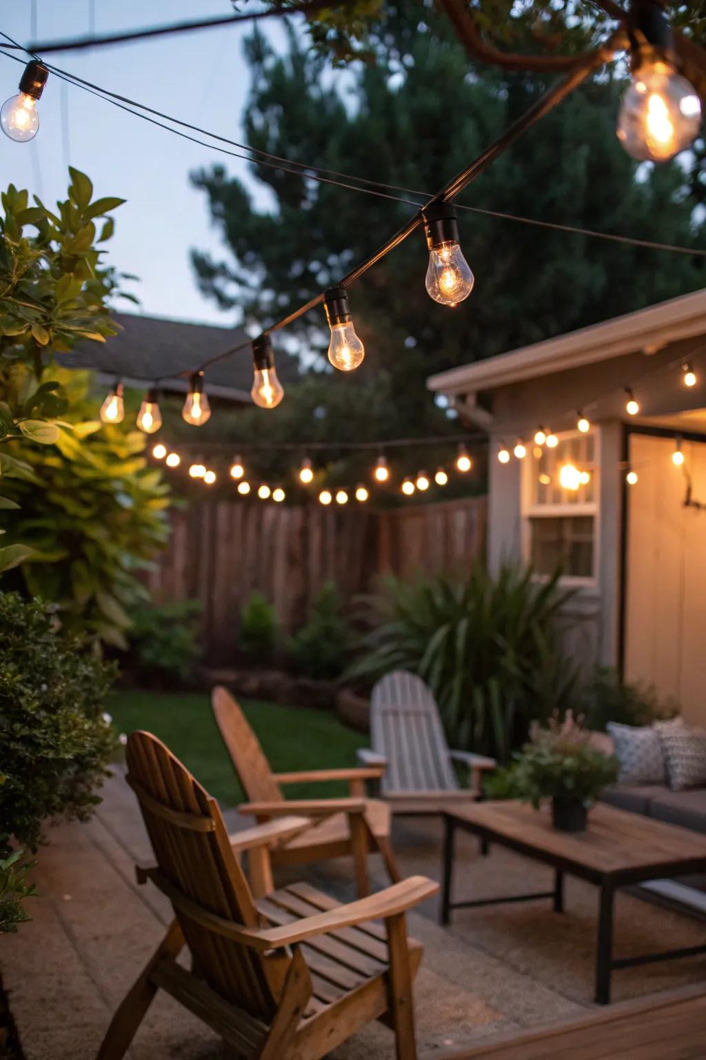 String lights produce a magical vibe in your garden.