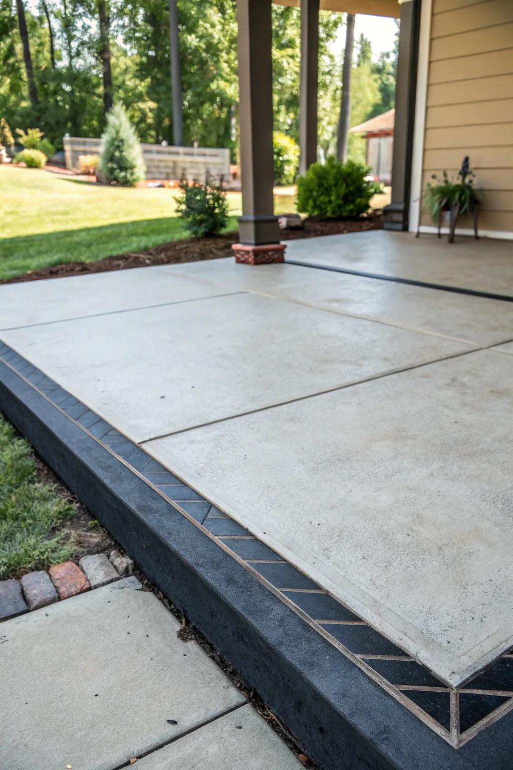 A patio featuring a contrasting border that introduces sharpness and character.