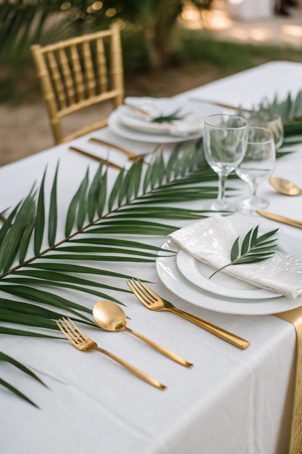 Gilded features pair well with fronds for a lavish aesthetic.