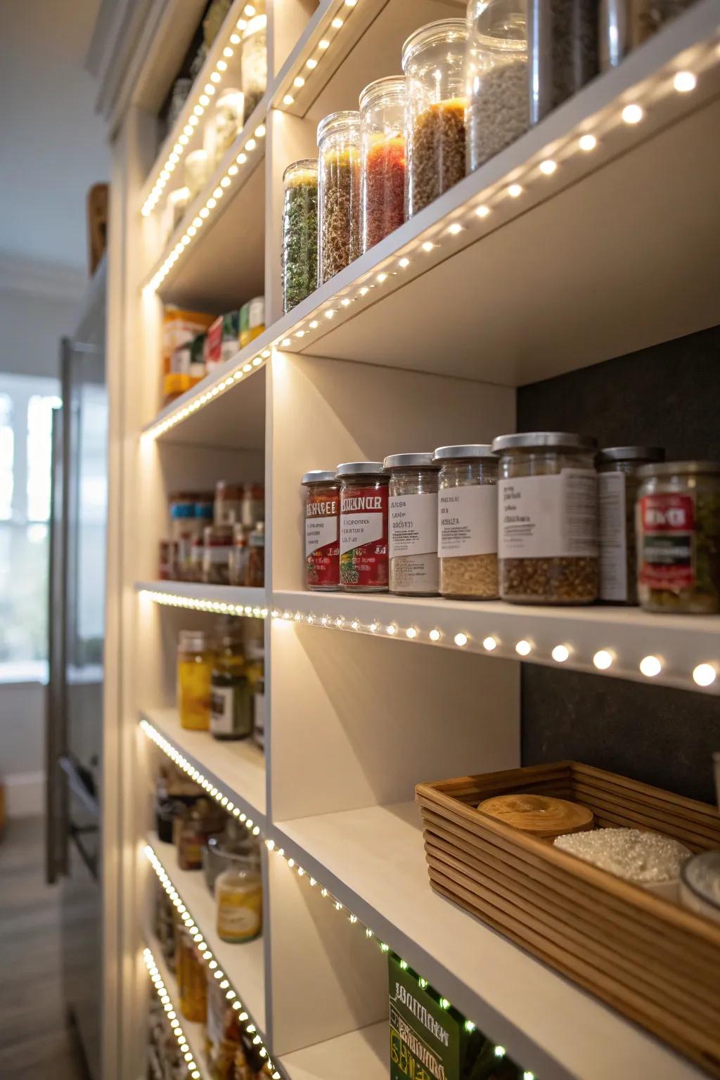 LED strips provide subtle and effective lighting.