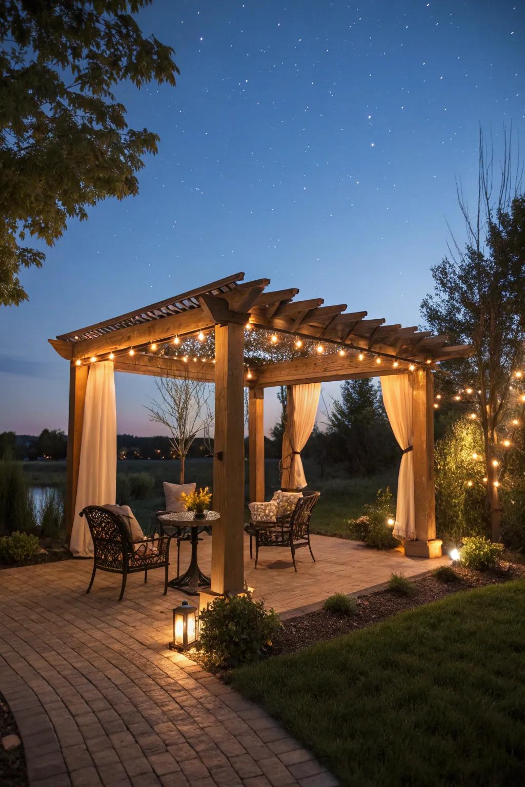 Integrated arbor sparkle seamlessly enriches your patio's aesthetic.