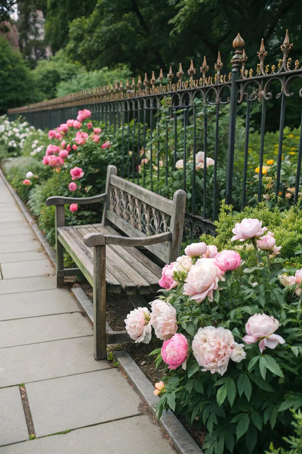 Garden embellishments exquisitely complementing a blossom jewel garden.