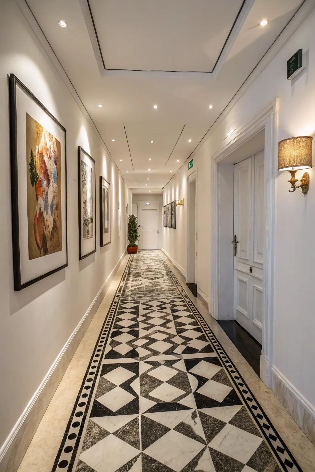 Geometric designs change this hallway into a work of art.