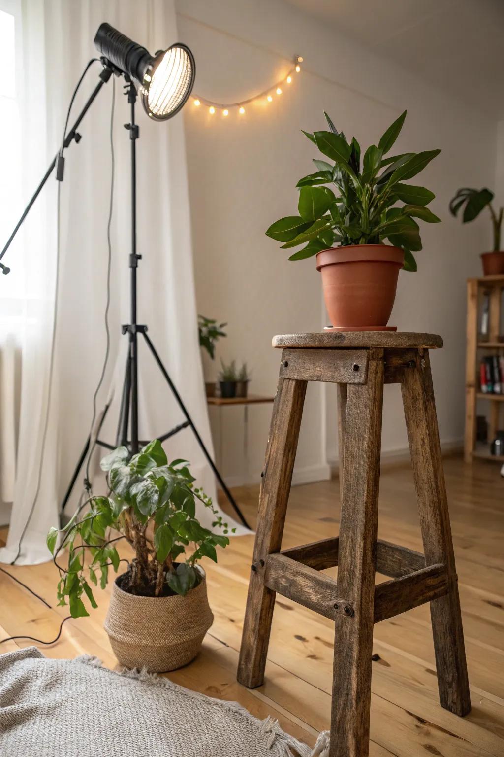 Display artistry with a DIY plant stand.