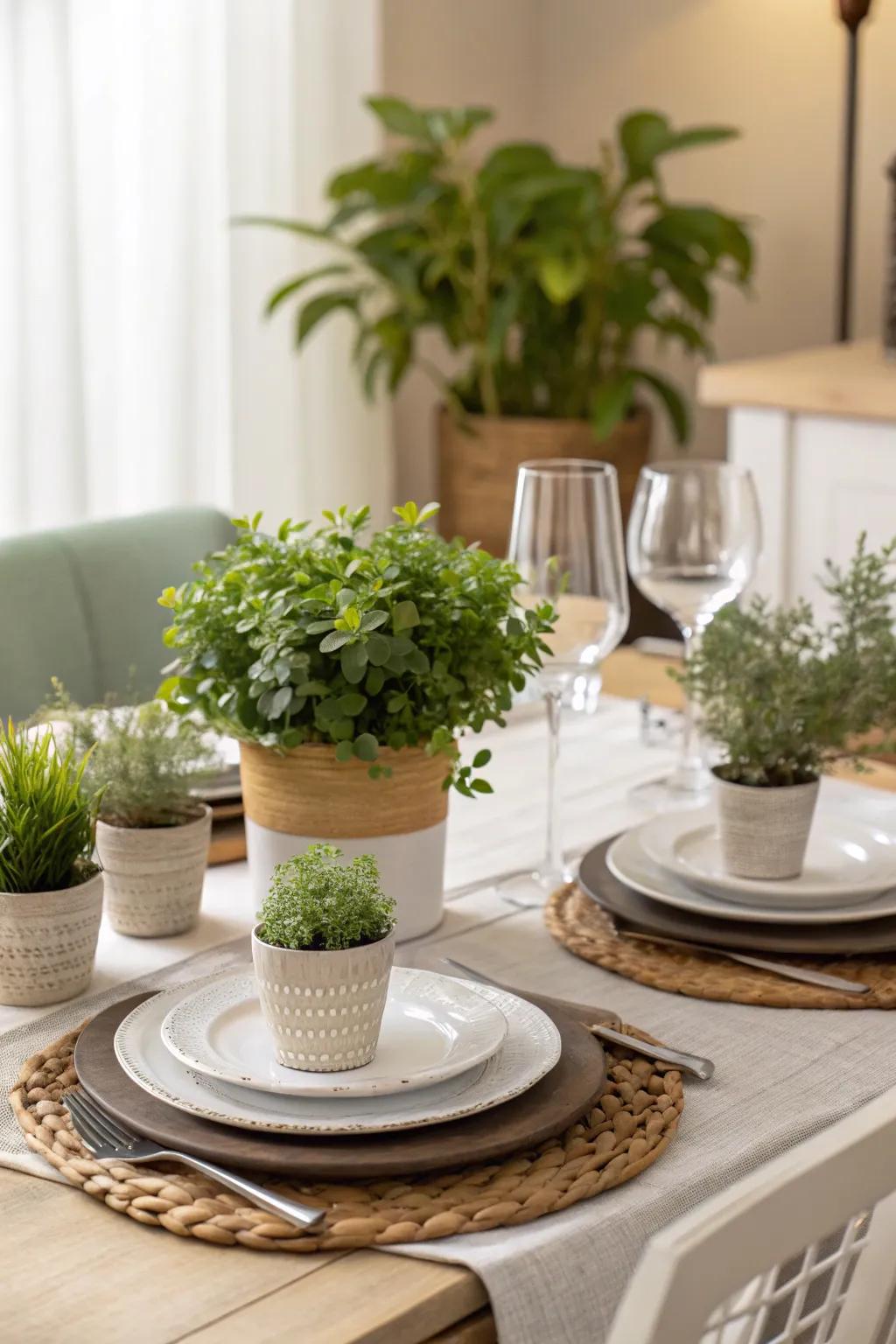 Reimagine dining d&eacute;cor with botanical focal points.