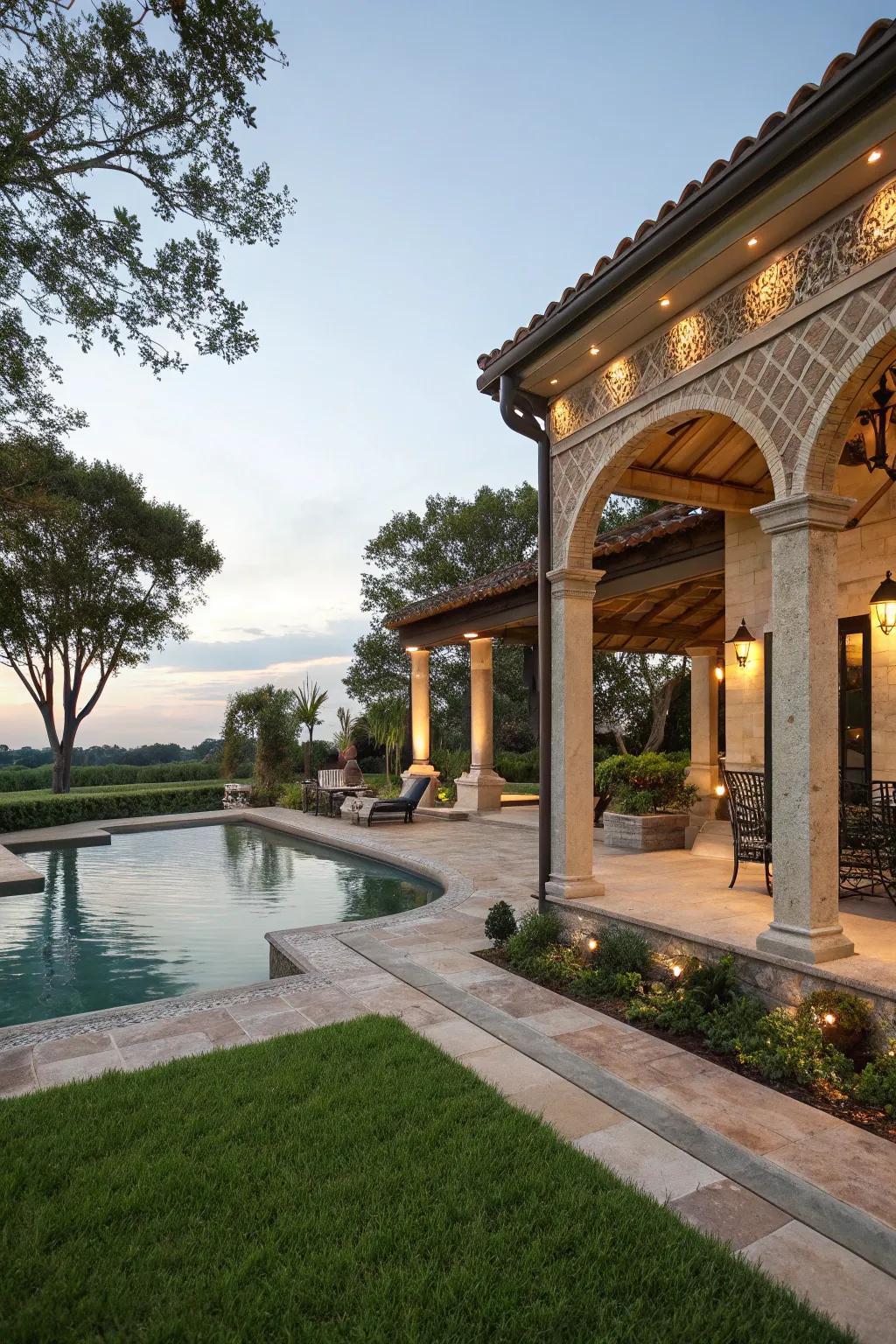 Ornamental lighting underscores the splendor of your pool's environment.
