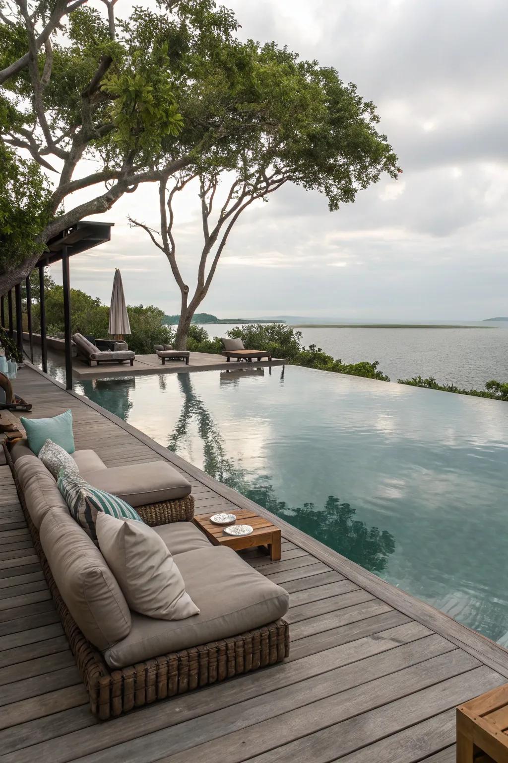 A pool pond featuring a comfortable deck for absolute leisure.
