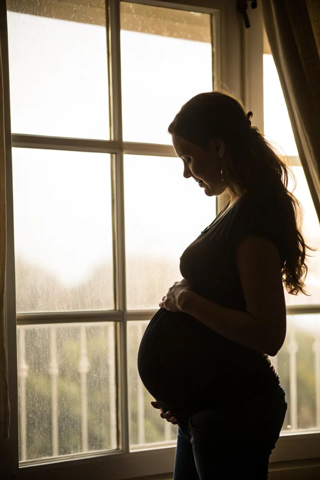 Silhouette shots fashion an eye-catching and artistic portrayal of your pregnancy.