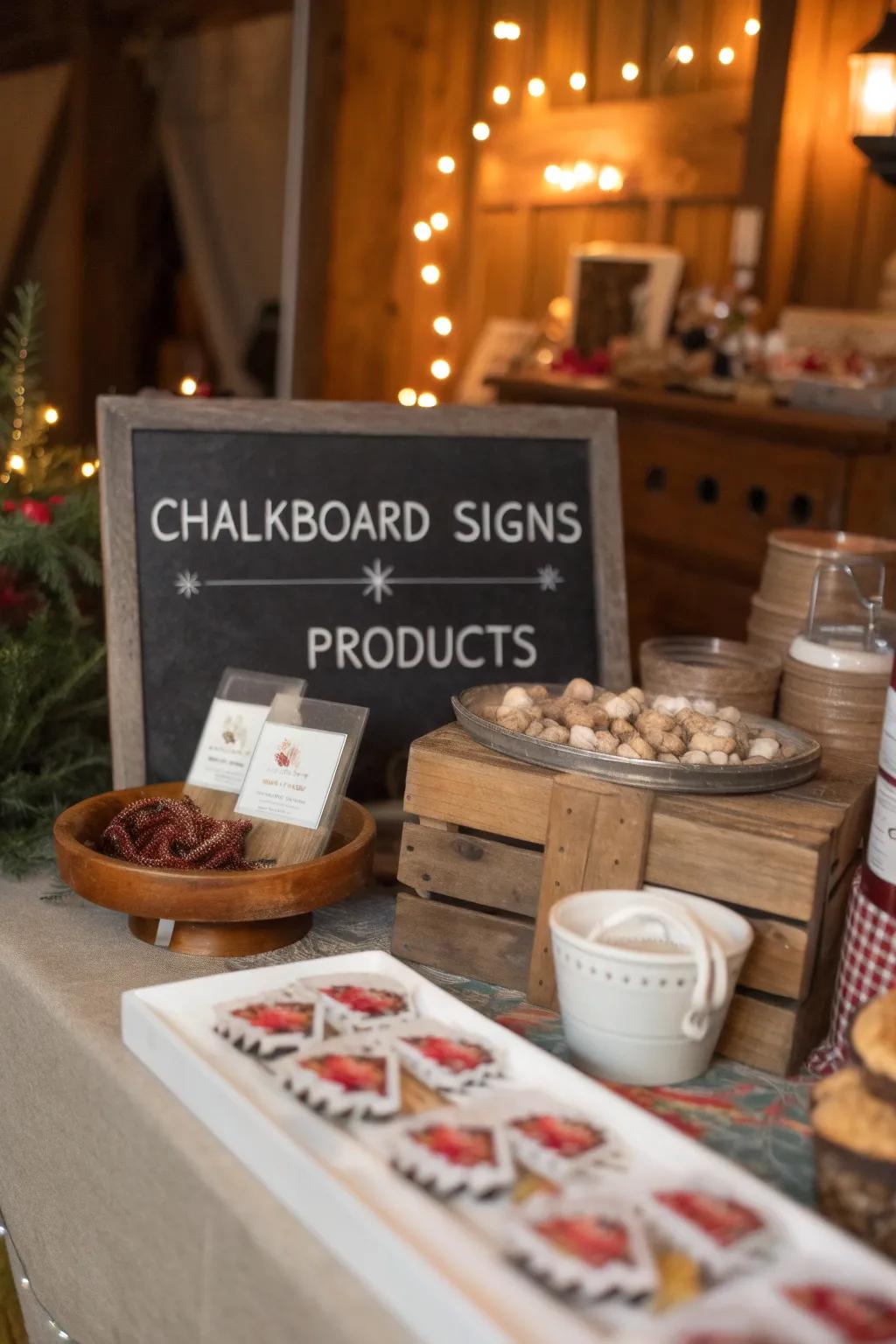 Having clear signage really helps keep your table organized and looking its best.