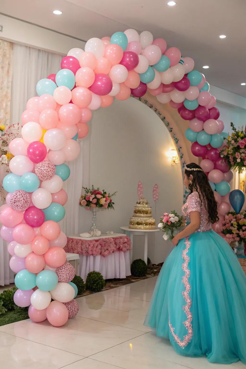 Balloon decorations add a playful vibe to quinceañera celebrations.