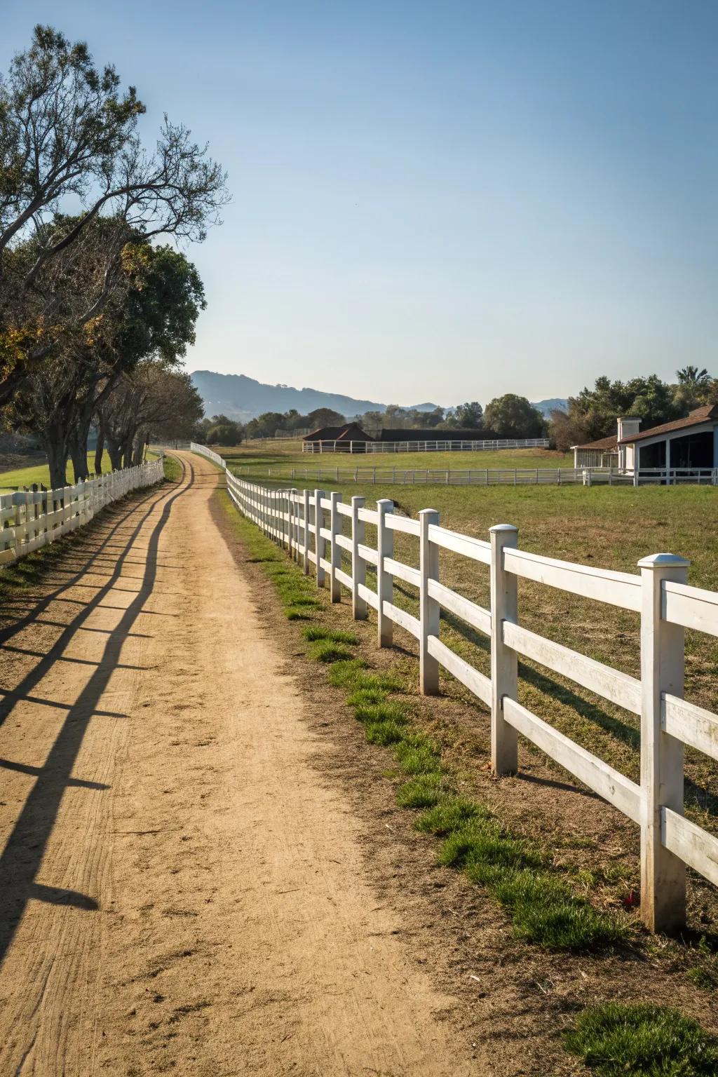 A traditional post and rail design along a countryside path.