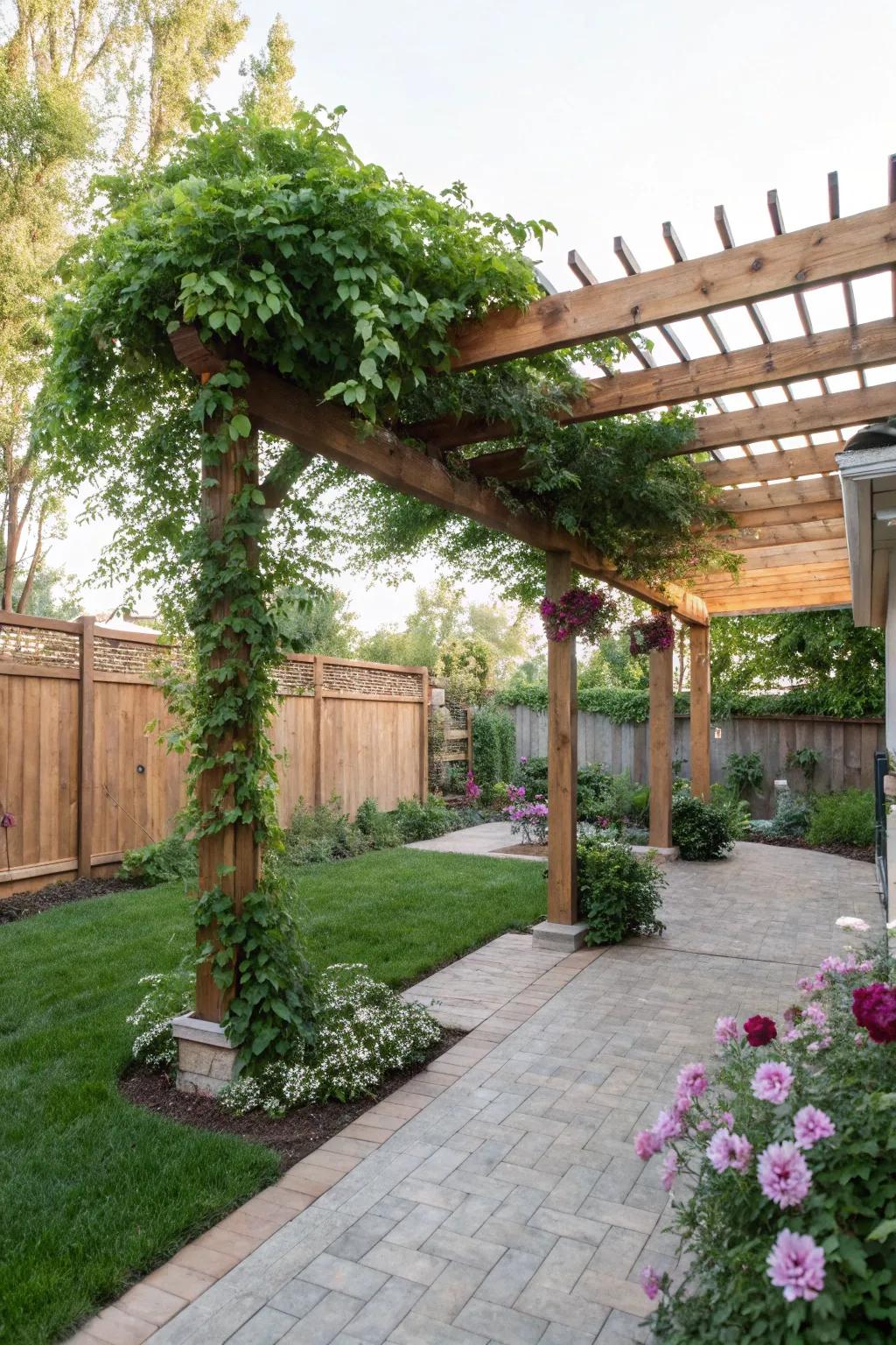 Pergolas provide an elegant solution for relishing shaded outdoor relaxation.