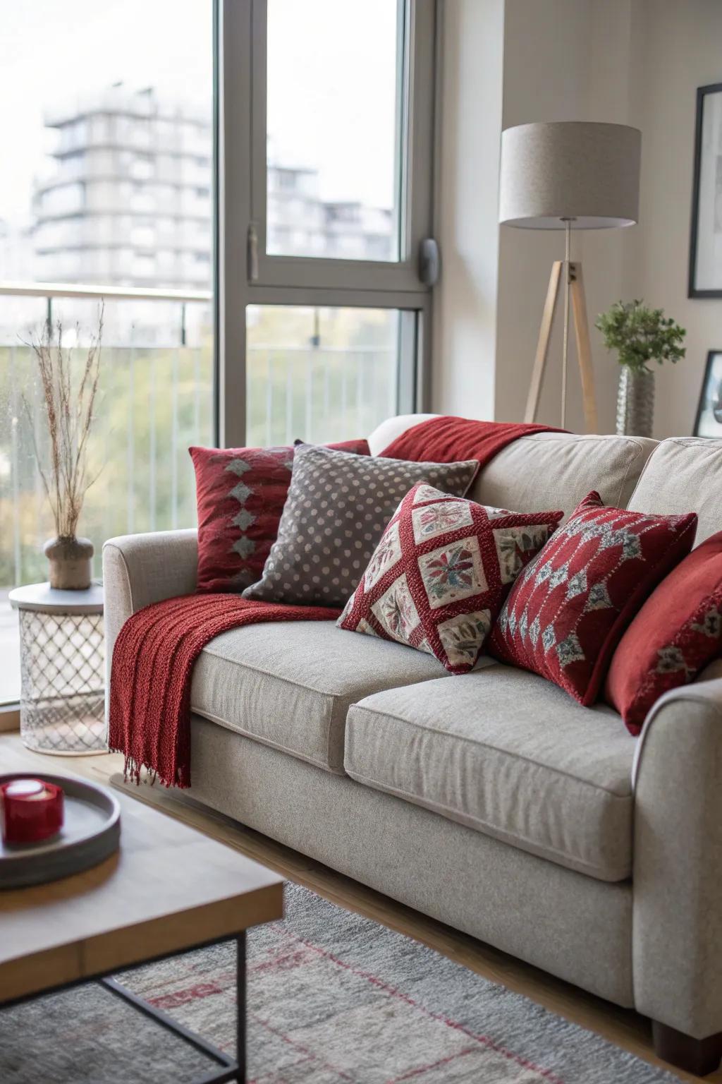 Layered cushions present a straightforward yet effective approach to incorporate color.