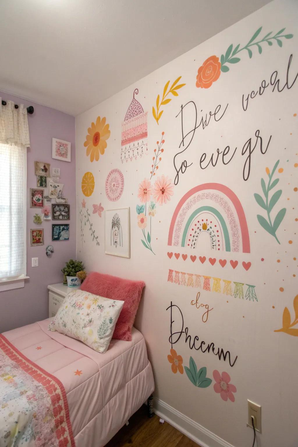 Use simple-to-remove wall decals to customize your space.