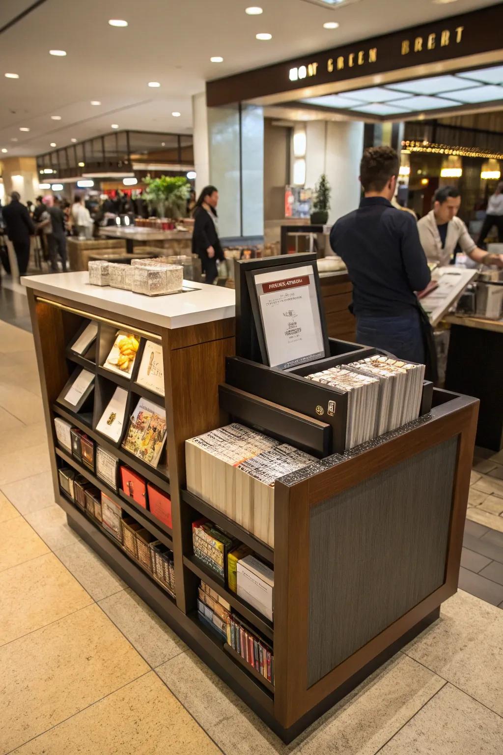 Keep everything organized with a reception point featuring built-in storage.