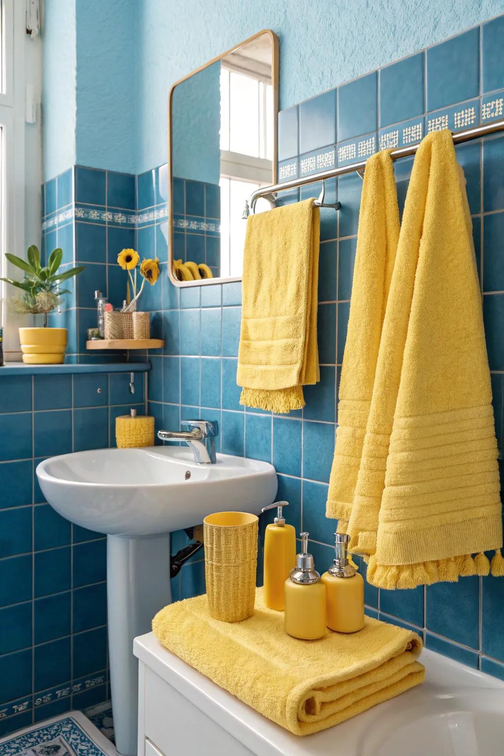 Accent colors that complement the retro blue theme.