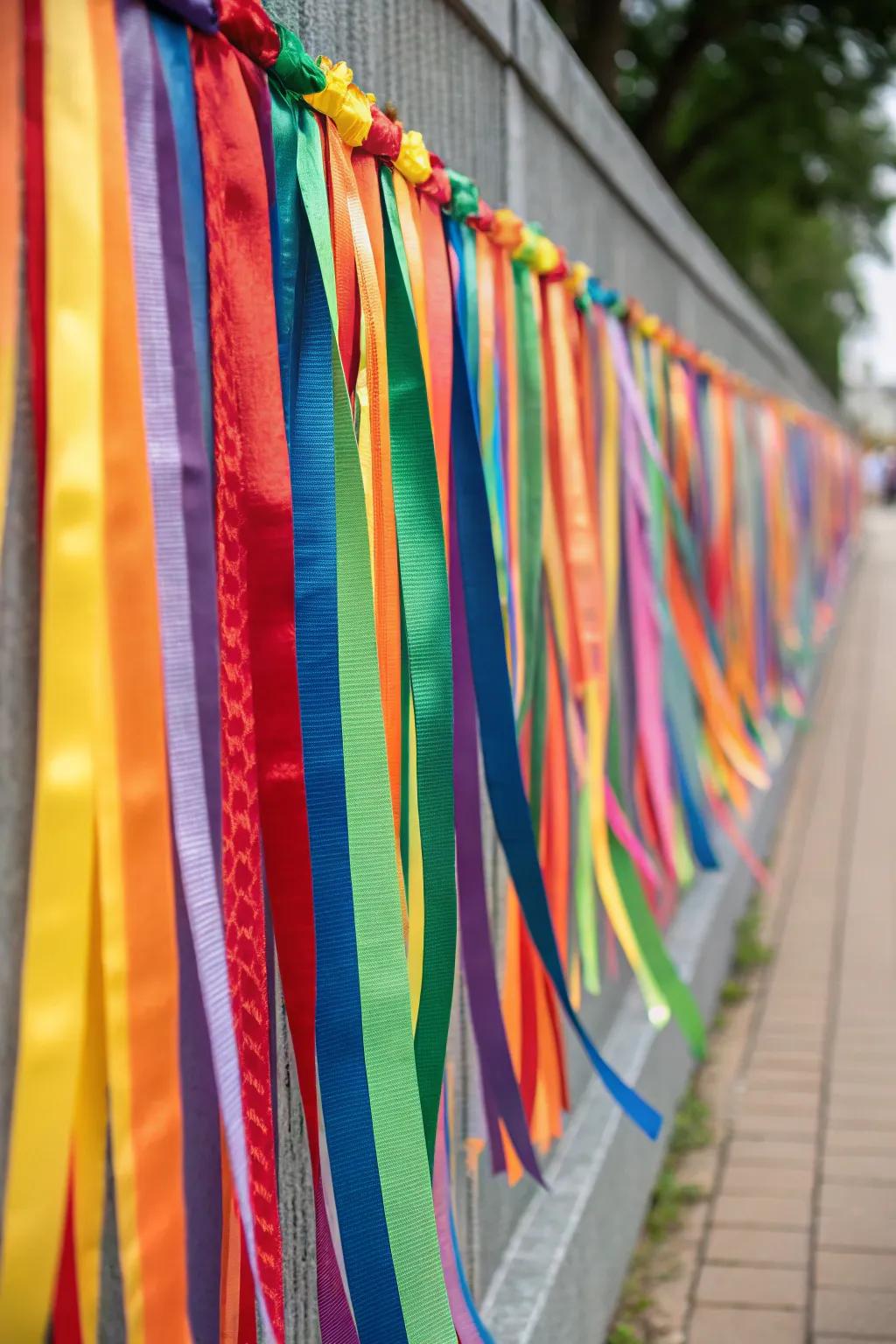 Brighten your area with multi-colored fabric strip bands.