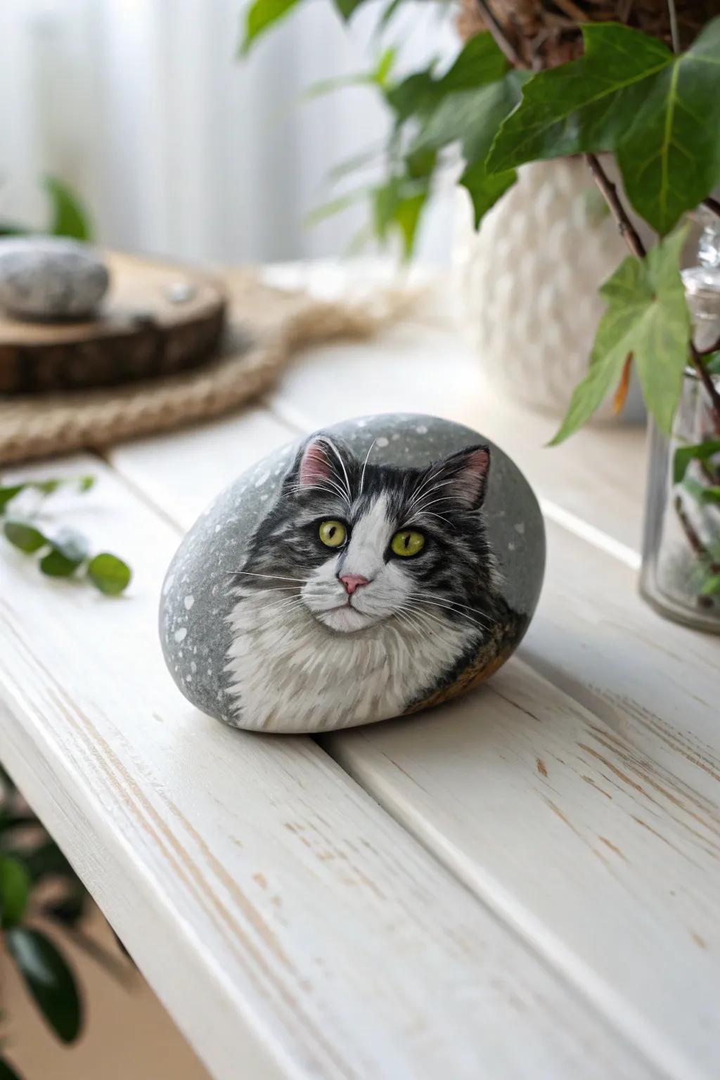 Add some fun to your space with charming animal rock art! 🐱✨ #CraftedWithLove #ScandiBohoStyle