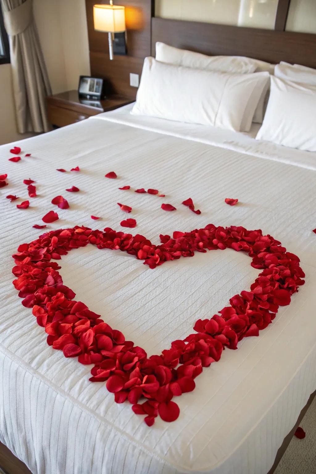 A heart made of floral sprinkles exemplifies romantic actions.
