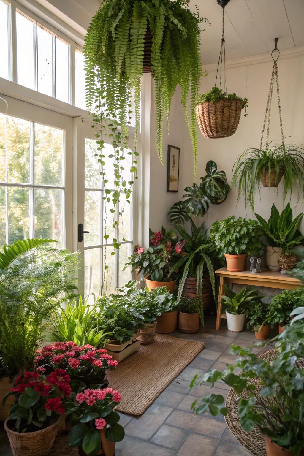 Plants add life and color to this room.