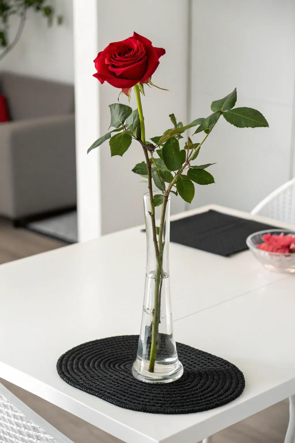 Contemporary Understated Look with a Single Rose