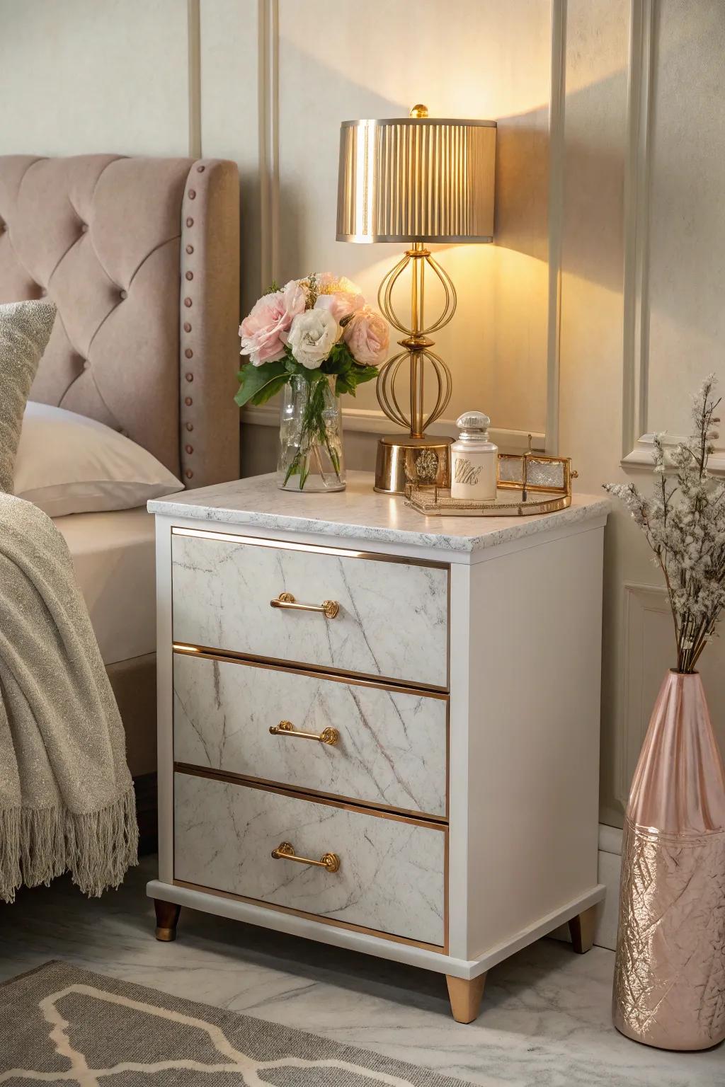 Mixing rose gold and marble gives off a luxurious vibe.